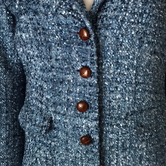 J. McLaughlin blue tweed blazer Sz 10 - Picture 3 of 8